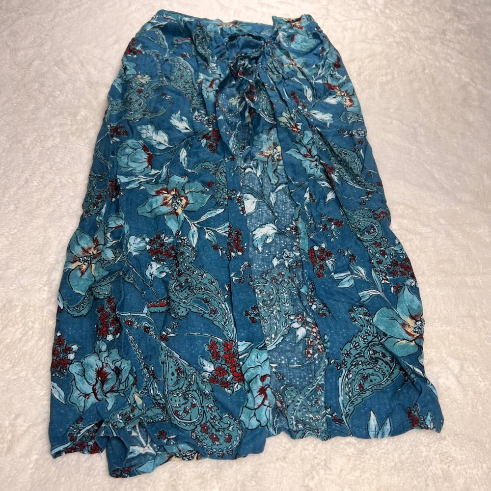 Band of Gypsies Womens Teal Floral Maxi Skirt Boho Festival Flowy Size Small NWT - Picture 4 of 10